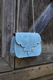 The Jennings Bag: Floral Embossed- Blue & Silver