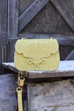 The Jennings Bag: Floral Embossed- Yellow & Gold