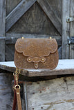 The Jennings Bag: Floral Embossed- Brown & Gold