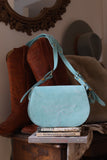 The Stockyards Suede Leather Purse- Aqua Blue