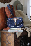 The Stockyards Suede Leather Purse- Navy Blue