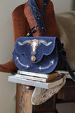 The Stockyards Suede Leather Purse- Navy Blue