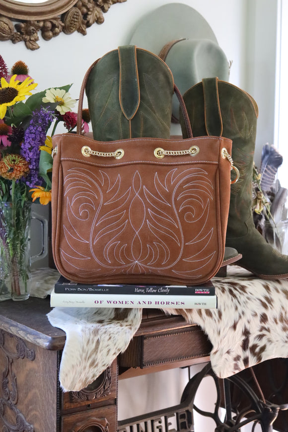 The Chatham Purse:  Saddle Tan Suede