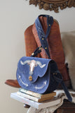 The Stockyards Suede Leather Purse- Navy Blue
