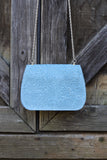 The Jennings Bag: Floral Embossed- Blue & Silver