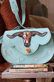The Stockyards Suede Leather Purse- Aqua Blue