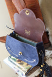 The Stockyards Suede Leather Purse- Navy Blue