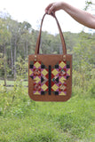 Patchwork Butterfly Leather Tote