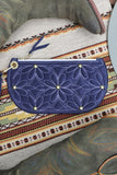 Quilted Suede Daisy Wristlet- Navy
