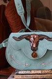 The Stockyards Suede Leather Purse- Aqua Blue