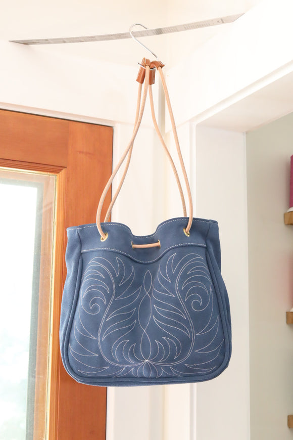 The Chatham Purse: Denim Blue Suede