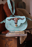 The Stockyards Suede Leather Purse- Aqua Blue