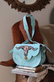 The Stockyards Suede Leather Purse- Aqua Blue