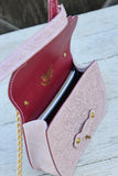 The Jennings Bag: Floral Embossed- Pink & Gold