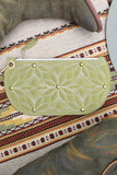 Quilted Suede Daisy Wristlet- Avocado Green