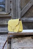 The Jennings Bag: Floral Embossed- Yellow & Gold