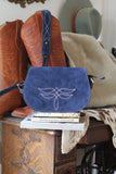 The Stockyards Suede Leather Purse- Navy Blue