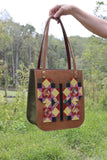 Patchwork Butterfly Leather Tote